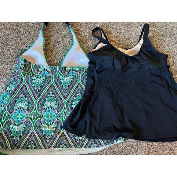 Maternity Swimsuit, Medium, black/multi color, tankini, 2 piece, pregnant - Picture 4 of 12